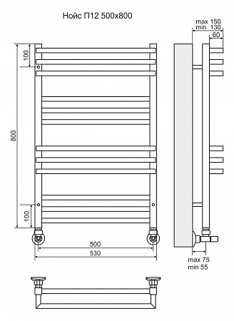 Нойс П12 500х800 Полотенцесушитель  TERMINUS Санкт-Петербург - фото 3