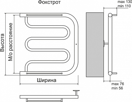 Фокстрот AISI 32х2 500х400 Полотенцесушитель  TERMINUS Санкт-Петербург - фото 4