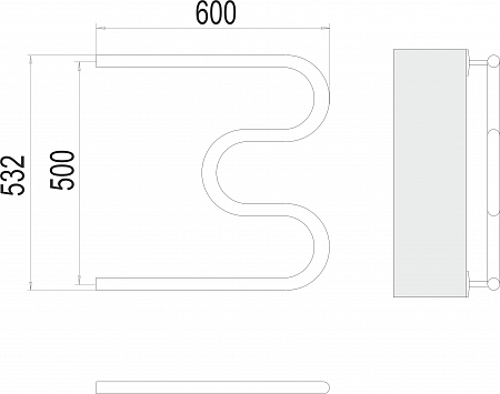 М-обр AISI 32х2 500х600 Полотенцесушитель  TERMINUS Санкт-Петербург - фото 3
