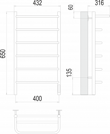 Полка П6 400х650 Электро (quick touch) Полотенцесушитель  TERMINUS Санкт-Петербург - фото 3