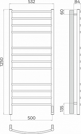 Классик П12 500х1250 Электро (quick touch) Полотенцесушитель TERMINUS Санкт-Петербург - фото 3