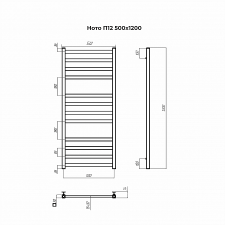 Ното П12 500х1200 Полотенцесушитель TERMINUS Санкт-Петербург - фото 3