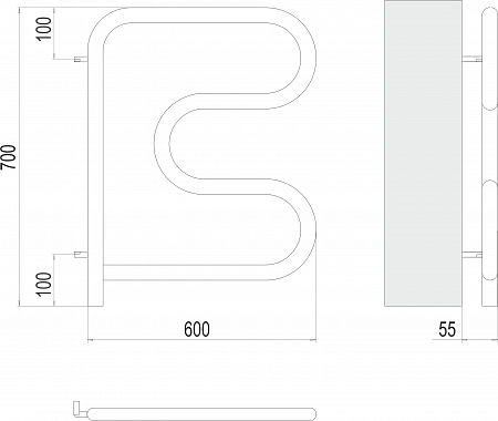 Электро 25 F-обр 600х600 поворотный Полотенцесушитель TERMINUS Санкт-Петербург - фото 3