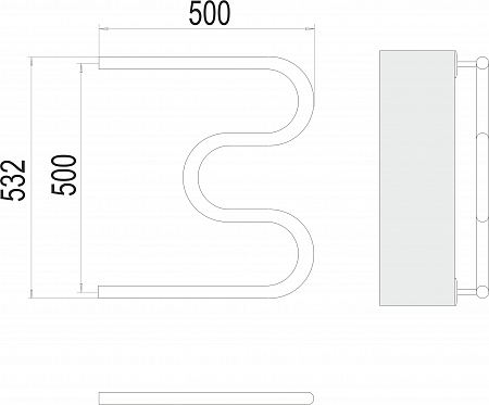 М-обр AISI 32х2 500х500 Полотенцесушитель  TERMINUS Санкт-Петербург - фото 3