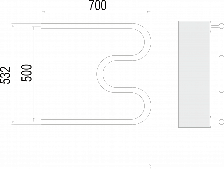 М-обр AISI 32х2 500х700 Полотенцесушитель  TERMINUS Санкт-Петербург - фото 3