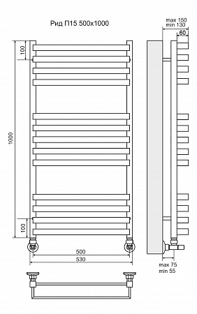 Рид П13 500х1000 Полотенцесушитель  TERMINUS Санкт-Петербург - фото 3