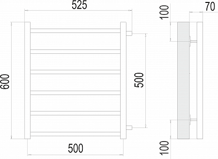 Вега П6 500х600 бп500 Полотенцесушитель  TERMINUS Санкт-Петербург - фото 3