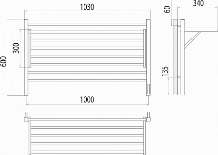 Горизонт П8 1000х600 электро КС ЧЕРНЫЙ МУАР (sensor quick touch) Полотенцесушитель TERMINUS Санкт-Петербург - фото 5